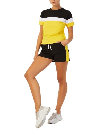 C K CrisKat Chándal Deportivo de 2 Piezas para Mujer Conjunto Deportiva para Mujer Set Deportivo Mujer Leggings y Top Deportivo (L, Amarillo) Cover
