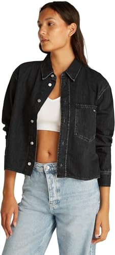 Calvin Klein Donna Camicia in Jeans Cropped Dad Denim Shirt con...