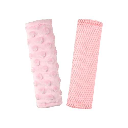 Baby Car Seat Strap Pads, Car Seat Strap Shoulder Covers for Baby Infant Toddler, Double-Sided Car Seat Belt Covers for Stroller/Pushchair/Baby Swing, Soft Flannel &amp; Mesh, Pink