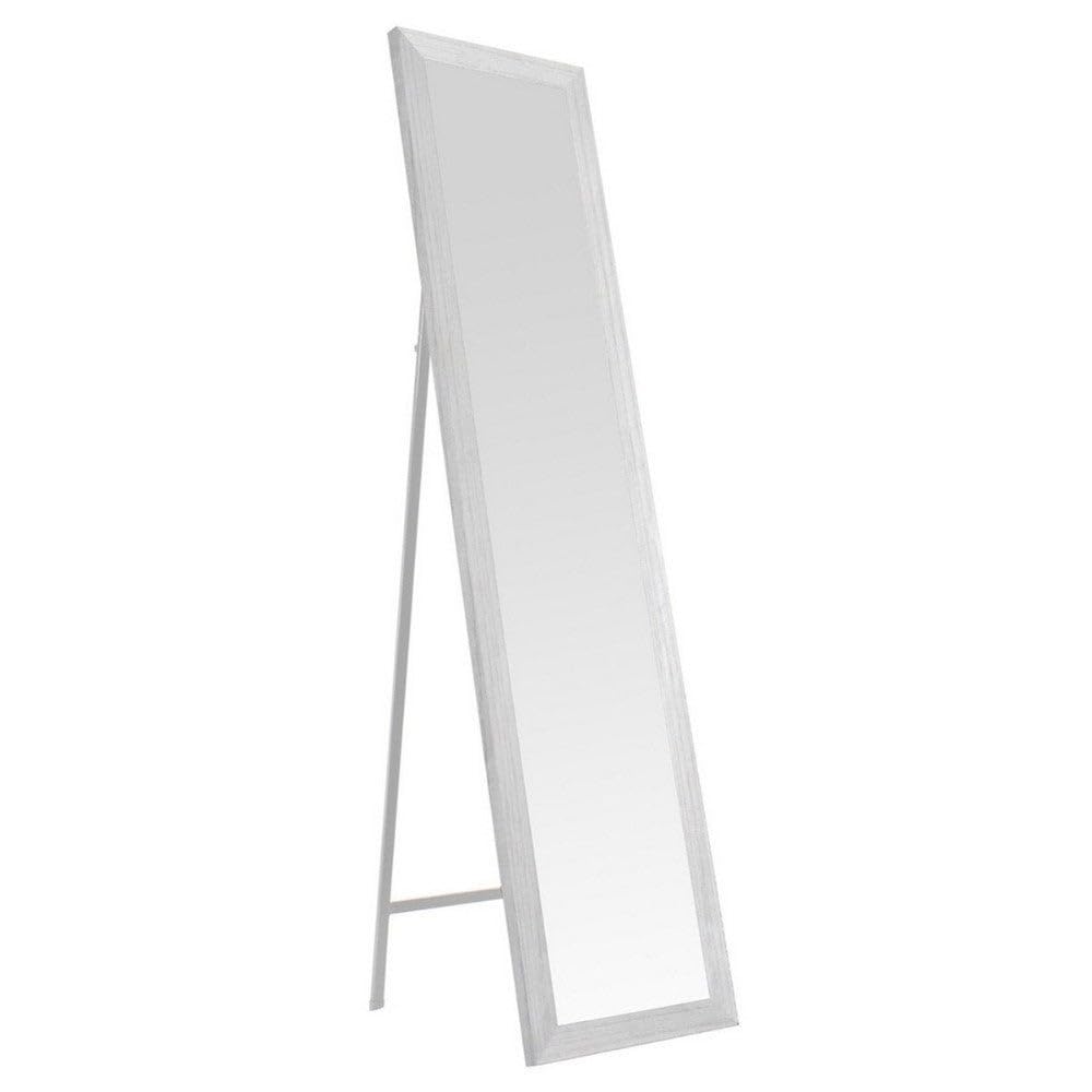 LOLAhome - Espejo de Pie Blanco 4 Posiciones de 37x157 cm. Espejo de Cuerpo Entero con Marco con Vetas de Madera para Vestidor y Dormitorio. Ligero, Resistente y Ajustablen en Inclinación