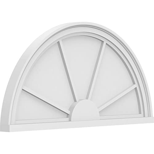 Ekena Millwork 32"W x 16"H x 2"P Half Round 4 Spoke Architectural Grade PVC Pediment