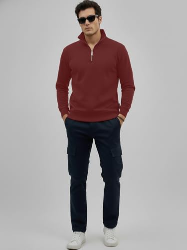 Image of LEOTUDE Men High Neck Zipper Full Sleeve Cotton Knitted Winter Sweater for Man (Color Black)