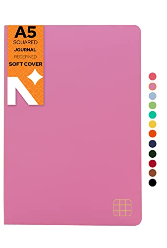 Image of NEORAH - A5 Checked Notebook (Square Ruling) SOFT COVER | Organiser REFILL | 110 GSM | 160 pages (Size 21 cm x 14.8 cm) Planner Journaling Writing Note Taking Diary, Travellers Journal- Lavender