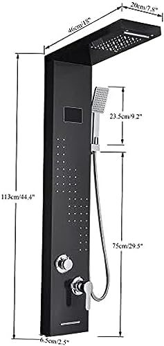 Sistema de ducha, panel de ducha LED de acero inoxidable, torre de lluvia, sistema de boquillas de masaje con cascada, columna de ducha mezcladora - Negro 9001, Níquel cepillado 8013 (Negro 8011) (Negro 8012) miniatura 2