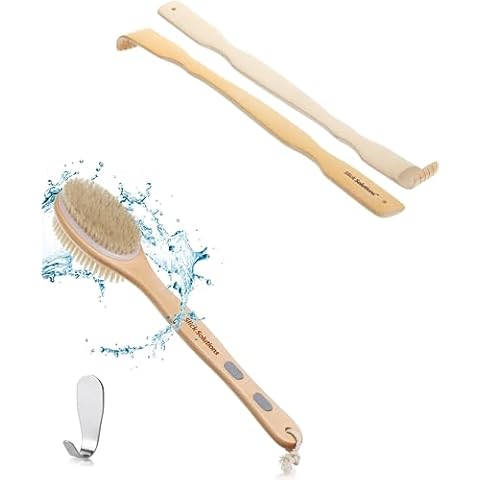 Slick- Bamboo Back Scratcher and Shower Brush Cover