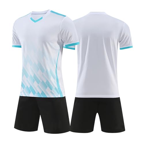 Mjjsk Conjuntos de fútbol para niños, conjuntos de camisetas de fútbol para adolescentes, deportes, correr, entrenamiento, conjuntos de ropa para niños, escuela, pantalones cortos y camiseta, blanco