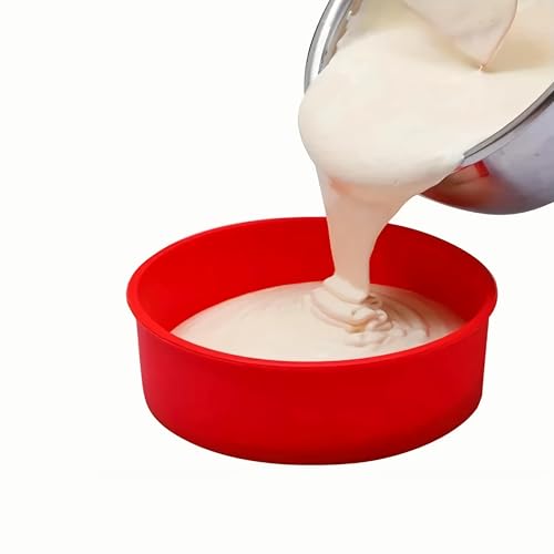 Redsea Silicone Cake Tins for Baking, 2pcs 8 Inch Cake tin, Round Cake Baking Pan Non-Stick Quick Release Suitable Baking Tray for Baking Layer Cake,Puddings Bread