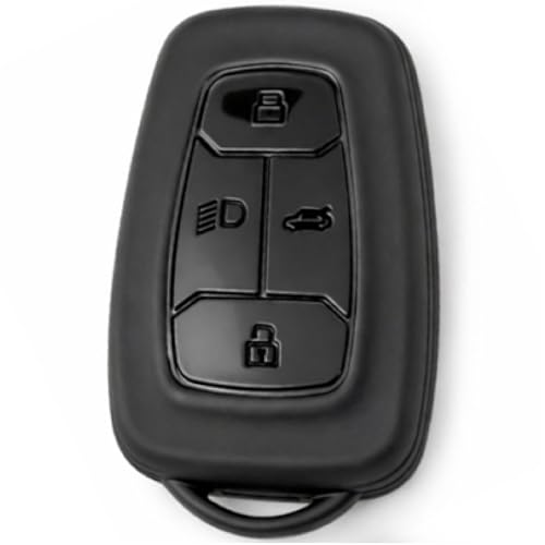 Image of JVCV Soft TPU Cover Compatible with Tata Nexon EV, Harrier, Tiago EV, Altroz, Tigor, Safari, Punch 4 Button Smart Key | Scratch-Resistant Protective Case (Matte Black)