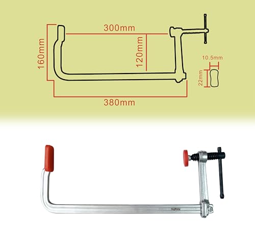 HimaPro Schraubzwingen Set (4 Stück), 300 mm Spannweite, 120 mm Ausladung, 540 kg Spannkraft, aus Schmiedestahl, für Schweiß-, Holz- und Metallarbeiten