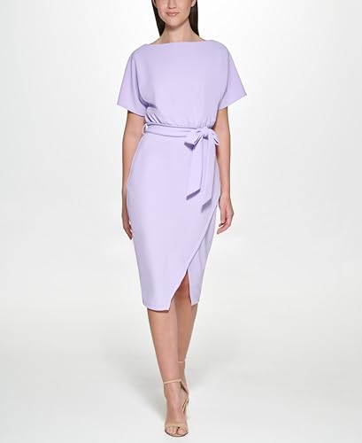 Image of Kensie Womens Short Sleeve Tie Waist Midi Dress