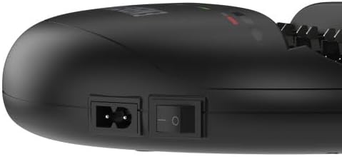 Close-up of the power input and on/off switch on the side of the ANSMANN Energy 16 Plus charger