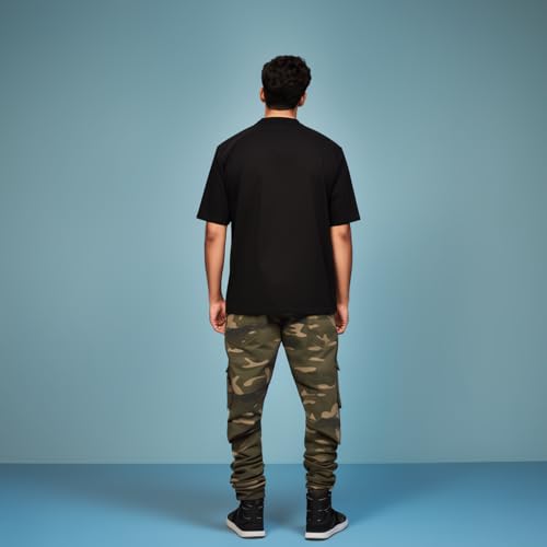 Image of prabhu bhakti Mens Oversized Fit Solid Half Sleeve Cotton White /Black Oversized T-Shirts