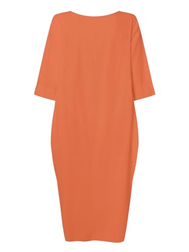 Image of Celmia Autumn Solid Loose Long Maxi Dress Cotton Caftan