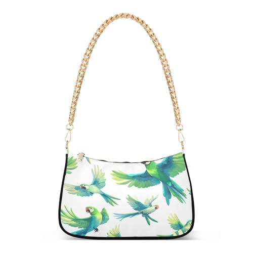 Shoulder Bags for Women Cartoon Parrots Tote HandBag Shoulder Bags purse with Chain Zipper Closure