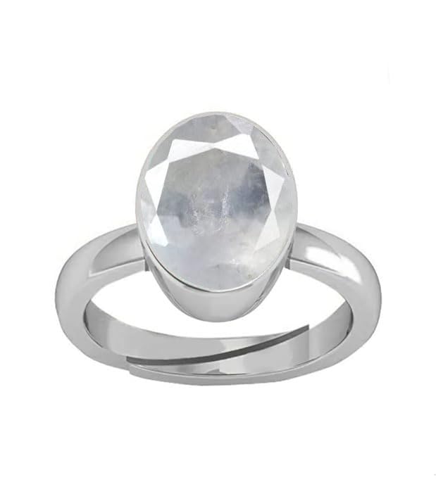5.25 Ratti Certified Unheated Natural panchdhatu Adjaistaible Silver Plated Ring White Sapphire Pukhraj Loose Gemstone for Women and Men-image-48