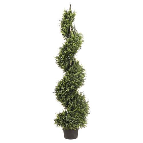 4' Rosemary Spiral Artificial Topiary Tree w/Pot Indoor/Outdoor -Green (Pack of 2)