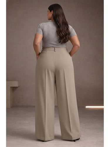 Image of KOTTY Plus Size Women's High Waist Comfortable Straight Fit Formal Pants