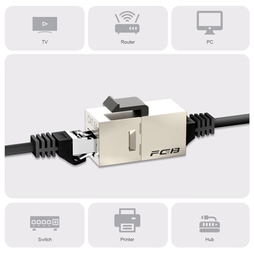 FGB 10Gbps Cat6a Shielded Keystone Coupler, Female to Female RJ45 Keystone Jack, Ethernet Keystone Coupler in Silver, 25 Pack - Image 3