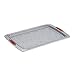 Cake Boss Deluxe Nonstick Bakeware 11-Inch by 17-Inch Cookie Pan with Drop Zones, Gray with Red Silicone Grips