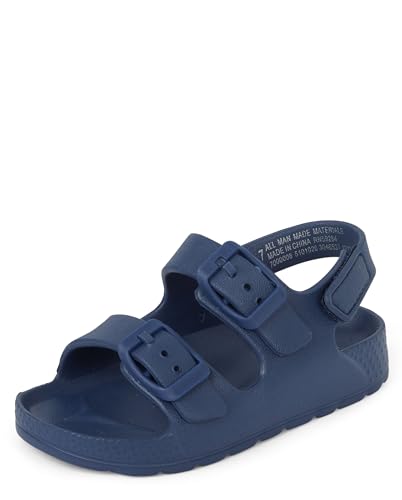 Image of The Children's Place Baby Boys and Toddler Everyday Double Buckle Slide Sandals with Backstrap