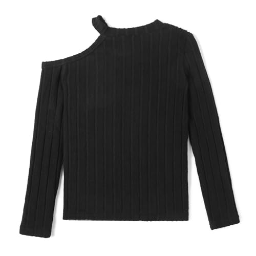 ROMPERINBOX Girls 8-12 Years Asymmetrical Neck Shirts Spring Long Sleeve T-Shirt Tee Tops 2 Pack Rib Knit for Tweens3