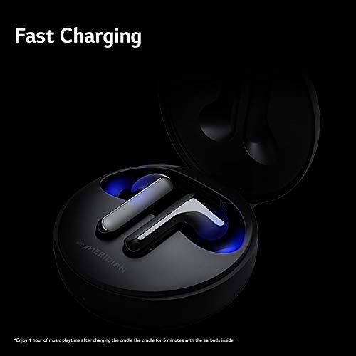 Image of LG Tone Free HBS-FN5U True Wireless Bluetooth Earbuds -Uvnano 99.9% Bacteria Free, Prestigious British Meridian Sound, Dual Microphones, IPX4 Water Resistance, Total 18 Hours Battery Life(Black)