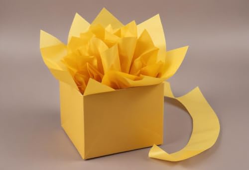 Dark Yellow Pack of 100 Sheets Ultra-Thin Tissue Paper, 18 GSM (50 x 75 cm) – Tissue Paper for Gift Bags, Lightweight Crafts, and Garment Wrapping | Not Suitable for Heavy-Duty Wrapping