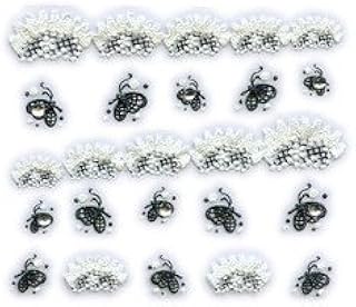 Black & White Butterfly & Lace w/Rhinestone French Tip Nail Stickers/Decals