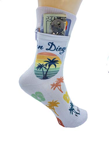 Image of Zipper Sock Wallet - Cotton & Polyester Zipper Socks with Pockets - Fits shoe size 6-13