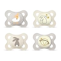 MAM Original Day & Night Matt Schnuller | 0-6 Monate | Schnuller für Neugeborene | 94% Akzeptanz | Babyschnuller beugt Zahnfehlstellungen vor | SkinSoft Silikon | Schaf/Hase | 4 Stück