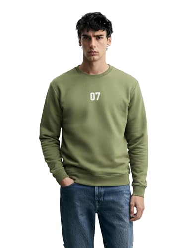 Sweat-shirt brodé col rond résistant au froid pour homme actif vert olive