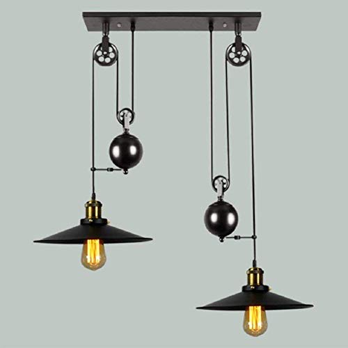Lustre en fer noir style européen à double lampe pour un intérieur raffiné