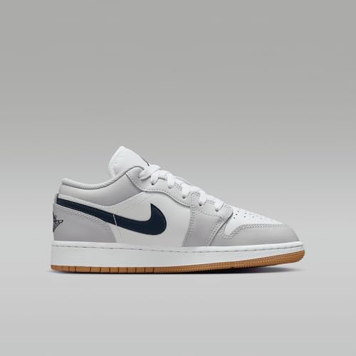 Air Jordan 1 Low Big Kids' Shoes (553560-146, White/Neutral Grey/Gum Medium Brown/Midnight Navy)3