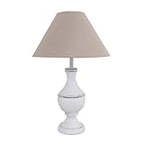 Grafelstein Tischlampe MARLA weiß beige aus Holz im Landhausstil shabby chic E27