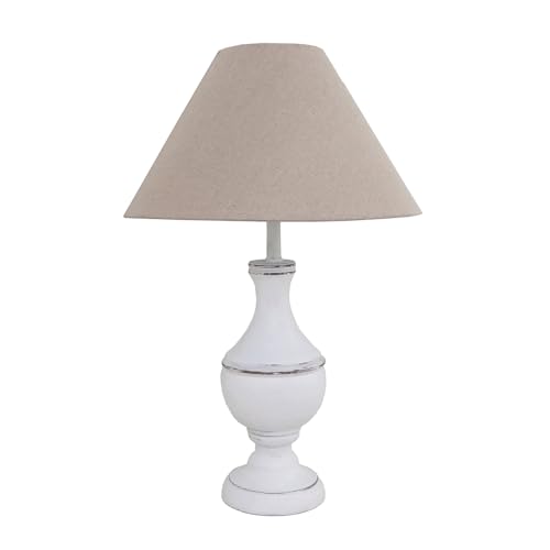 Grafelstein Tischlampe MARLA weiß beige aus Holz im Landhausstil shabby chic E27