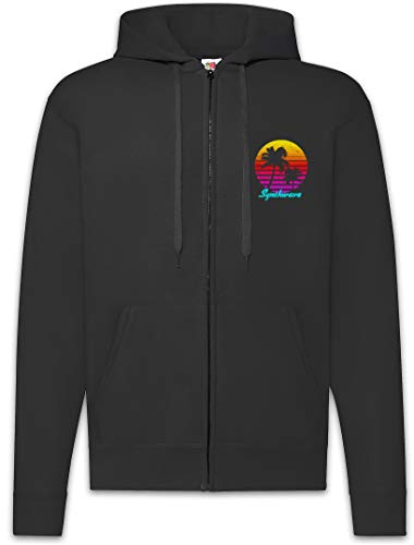 Synthwave I Zip Hoodie Urban Backwoods - Sweat à capuche homme noir rétro vêtement