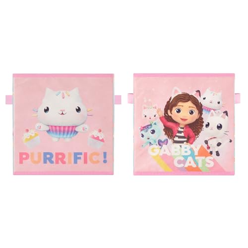 Image of Idea Nuova Gabby's Dollhouse Set of 2 Collapsible Storage Cubes with Carry Handles, Kids Room & Playroom Organizer Bins, 10 inch x 10 inch