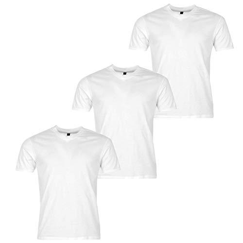 T-shirt col en V Donnay homme blanc en coton doux respirant S
