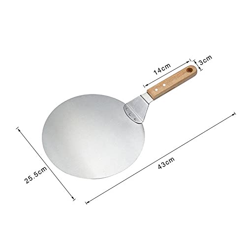 Palas para Pizza antiescaldaduras, Mango de Madera, Pala Redonda de Acero Inoxidable para repostería, Herramienta para Hornear, Accesorios de Cocina