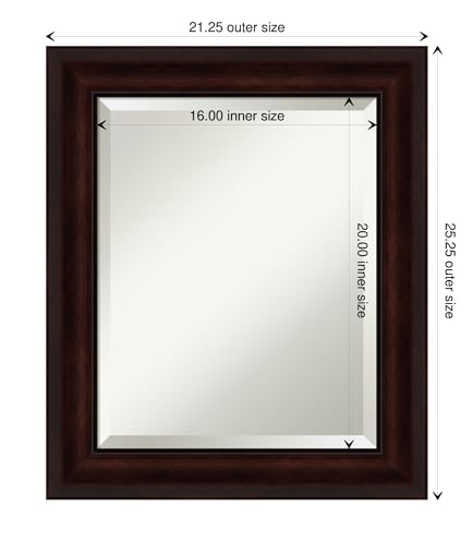 Image of Framed Vanity Mirror | Bathroom Mirrors for Wall | Coffee Bean Brown Mirror | Wall Mounted Mirror | Small Mirror | 25.25 x 21.25 in.