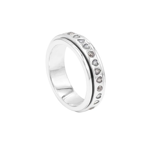 Bague spinner argent 925 femme anneau fidget tournant cristal taille 9