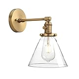 Phansthy Antique Industrial Wall Sconce 1-Light 7.3 Inch Cone Wall Light Fixture for Bathroom Kitchen Bedroom(Antique)