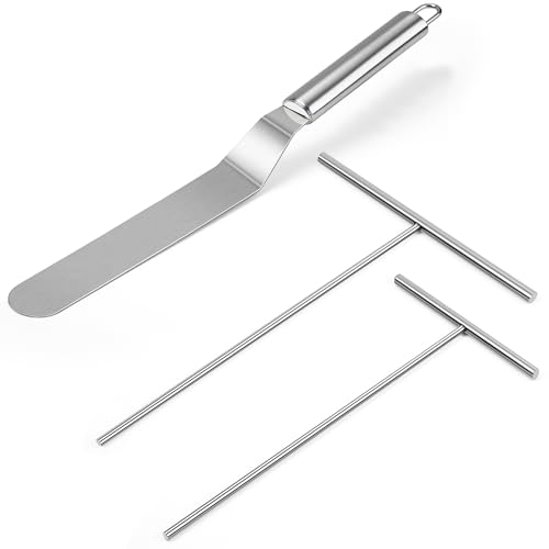 Crepe Spreader and Spatula Kit, Metal Handle Curved Offset Spacula 12