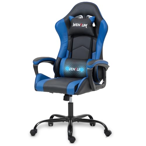 10 Best Budget Chair for Work from Home: Top Comfortable Picks Reviewed 4 WENTUM Gaming Chair Leather Ergonomic Computer Chair for Adults - High Back, Headrest, Massage Lumbar Support, Height Adjustbale Seat - Desk Video Game Chair for Home and Office, Blue