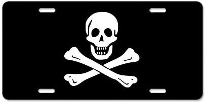 Fhdang Decor Jolly Roger Aluminum License Plate - Aluminum License Plate,Front License Plate 12.5x6.5 Inches