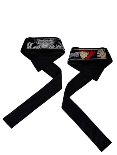 Anime Custom Lifting Straps - Non-Slip Gym Wrist Support for Deadlift, Powerlifting & Strength Training - Cool Anime Design for Fitness Enthusiasts and Anime Lovers, Men & Women, Gojo & Itadori, Jujutsu Kais#n (Itadori)
