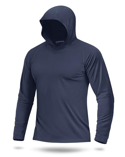 Boladeci Men's UPF 50+ Sun Protection Lightweight Hoodie Shirts Long Sleeve Fishing Shirts SPF UV Hiking Swim
