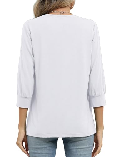 Image of WIHOLL 3 /4 Length Sleeve Womens Tops Dressy Casual Blouses Summer Spring Trendy Business Outfits Fashion Clothing