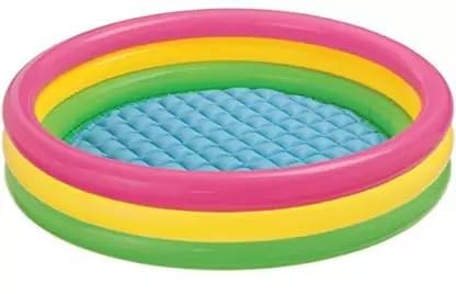 Image of Summer Special Inflatable Kids Swimming Pool | Kids Bath Activity Water Pool with Air Filled Bubble Beam Floor | Portable Baby Pool for Indoor Outdoor Use (3 Feet)
