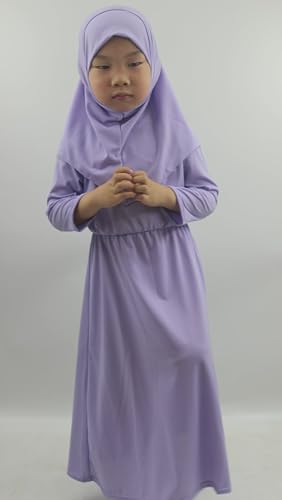 Girls Kids 2 Pcs Muslim Abaya Prayer Dress with Hijab Islamic Headscarf for Girl Robe Ramadan Eid Clothes2